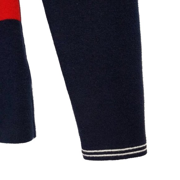 Tommy Hilfiger VTG Ringer Colorblock Sweater Medium/Large Navy Red White - Picture 2 of 4